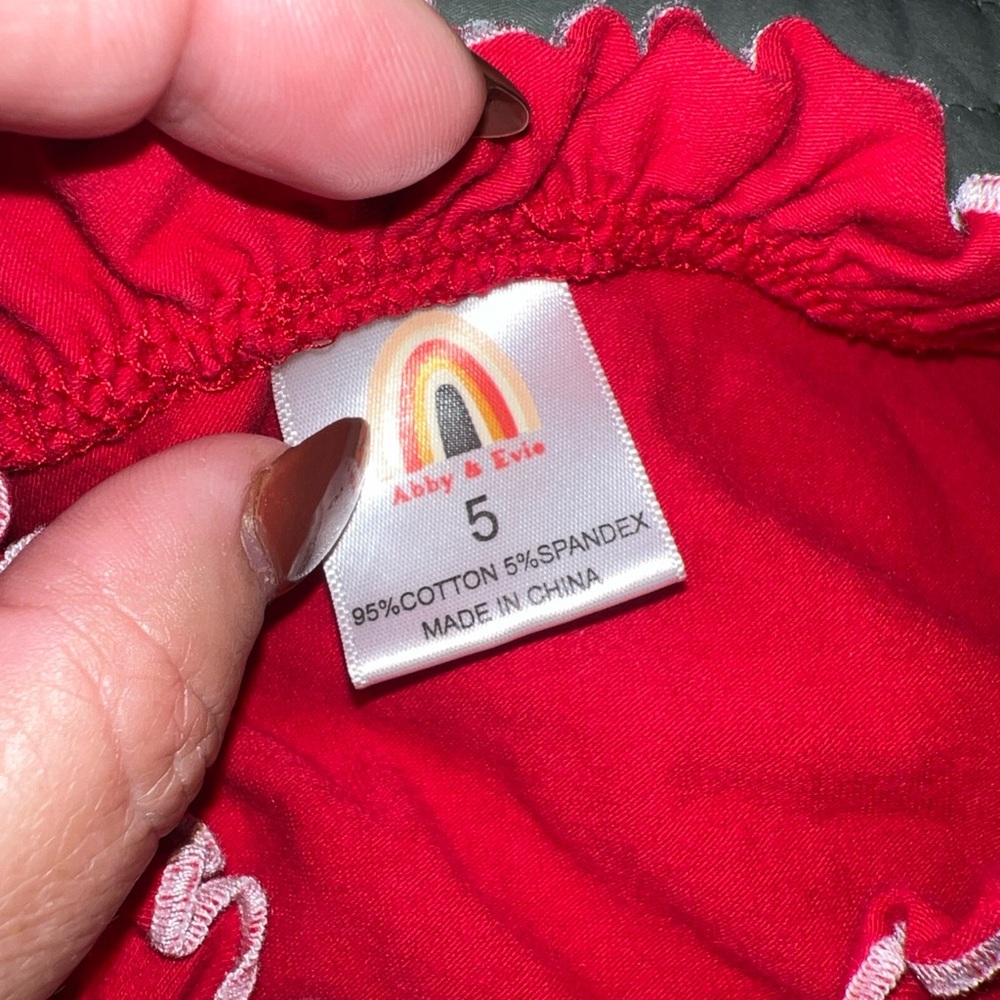 Abby & Evie Toddler Girls Size 5 Red Christmas Santa Dress Ruffle Holiday - Picture 7 of 8